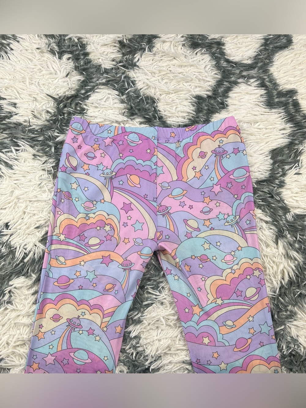 Dolls Kill Sugar Thrillz Women’s Purple Groovy Galaxy Mesh Flares Pants Size M - Picture 7 of 12